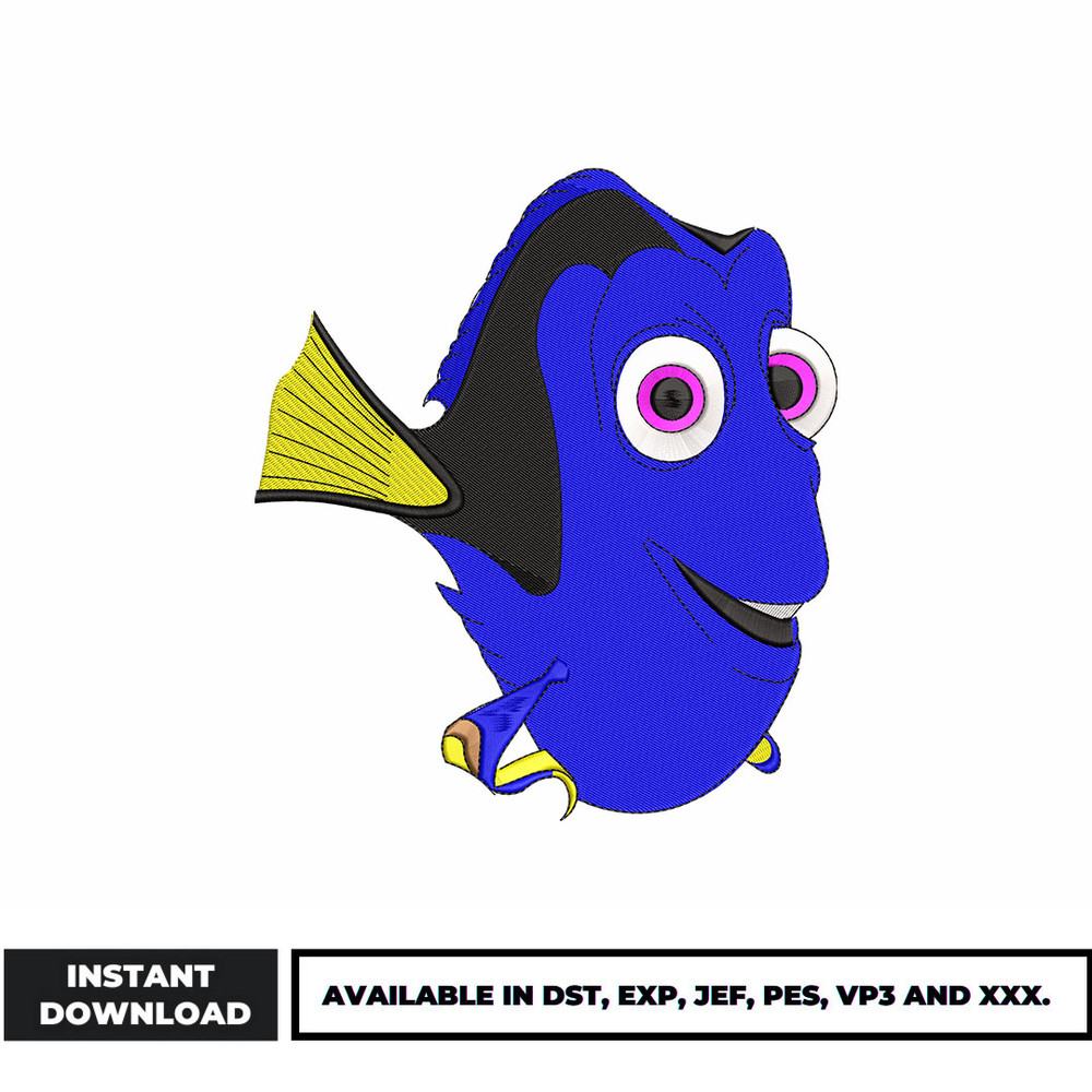 Disney Dory fish embroidery design