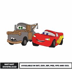 mcqueen x mater embroidery design, disney car embroidery, anime embroidery, embroidery file, instant download