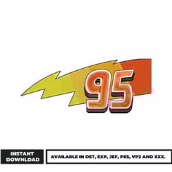 mcqueen number embroidery design, disney car embroidery, anime embroidery, embroidery file, instant download
