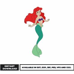 ariel princess embroidery design, disney ariel embroidery, anime embroidery, embroidery file, instant download