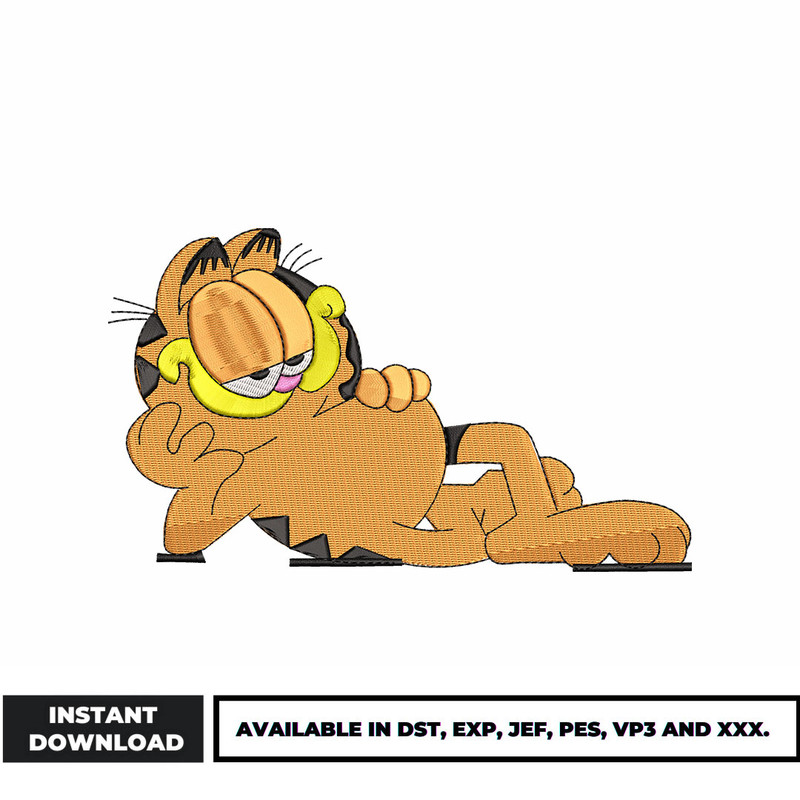 Garfield cat embroidery design
