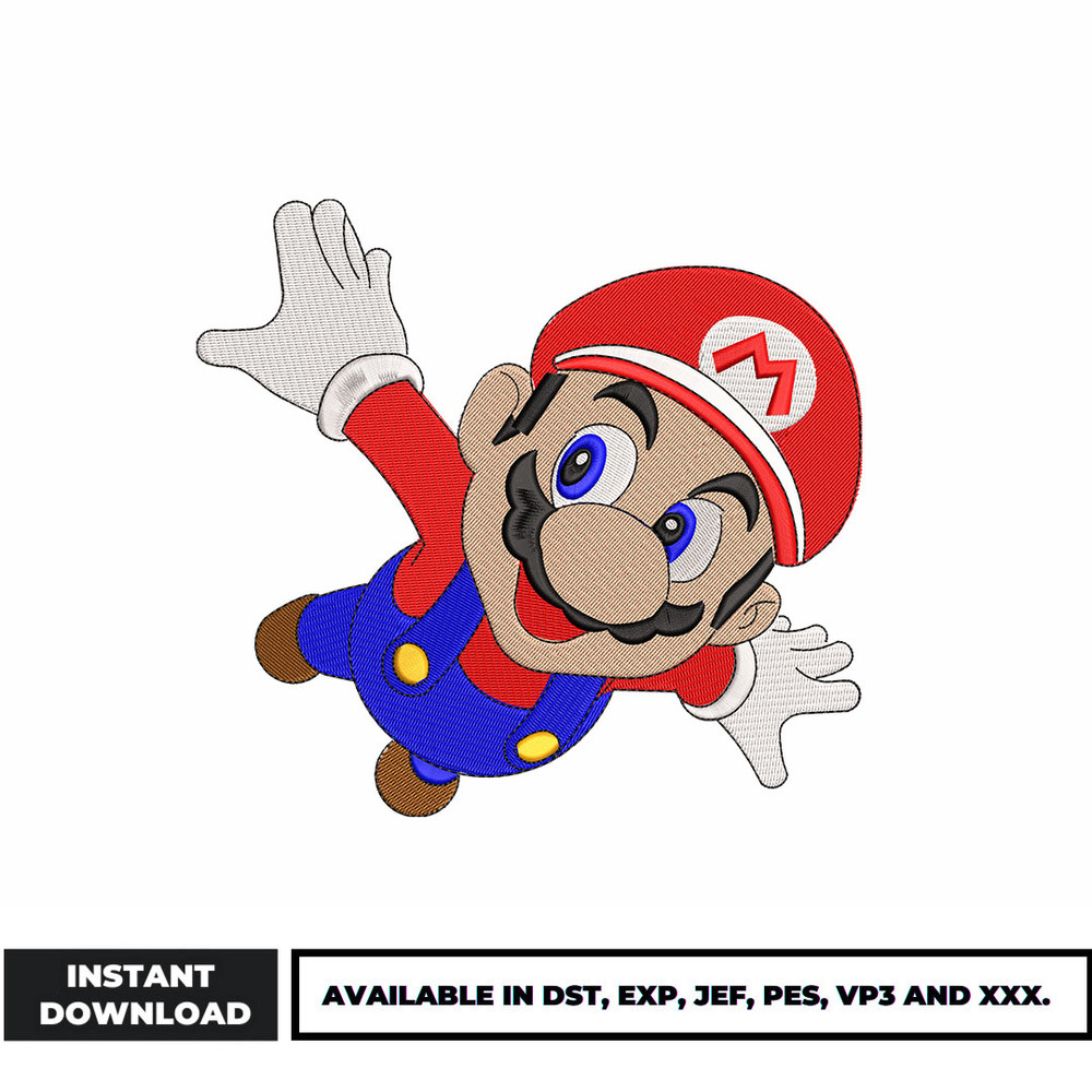 Super Mario fly embroidery design