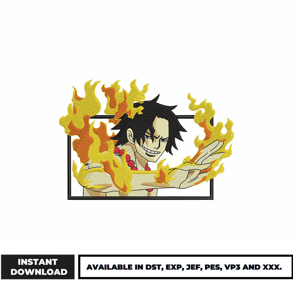 Ace flame embroidery design