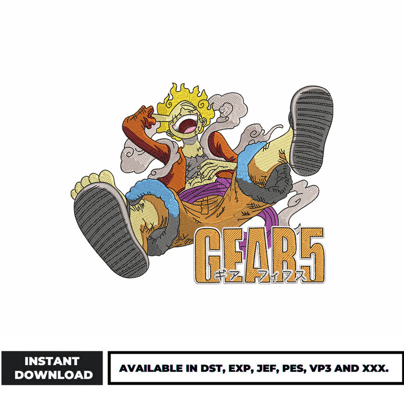 Luffy gear 5 embroidery design
