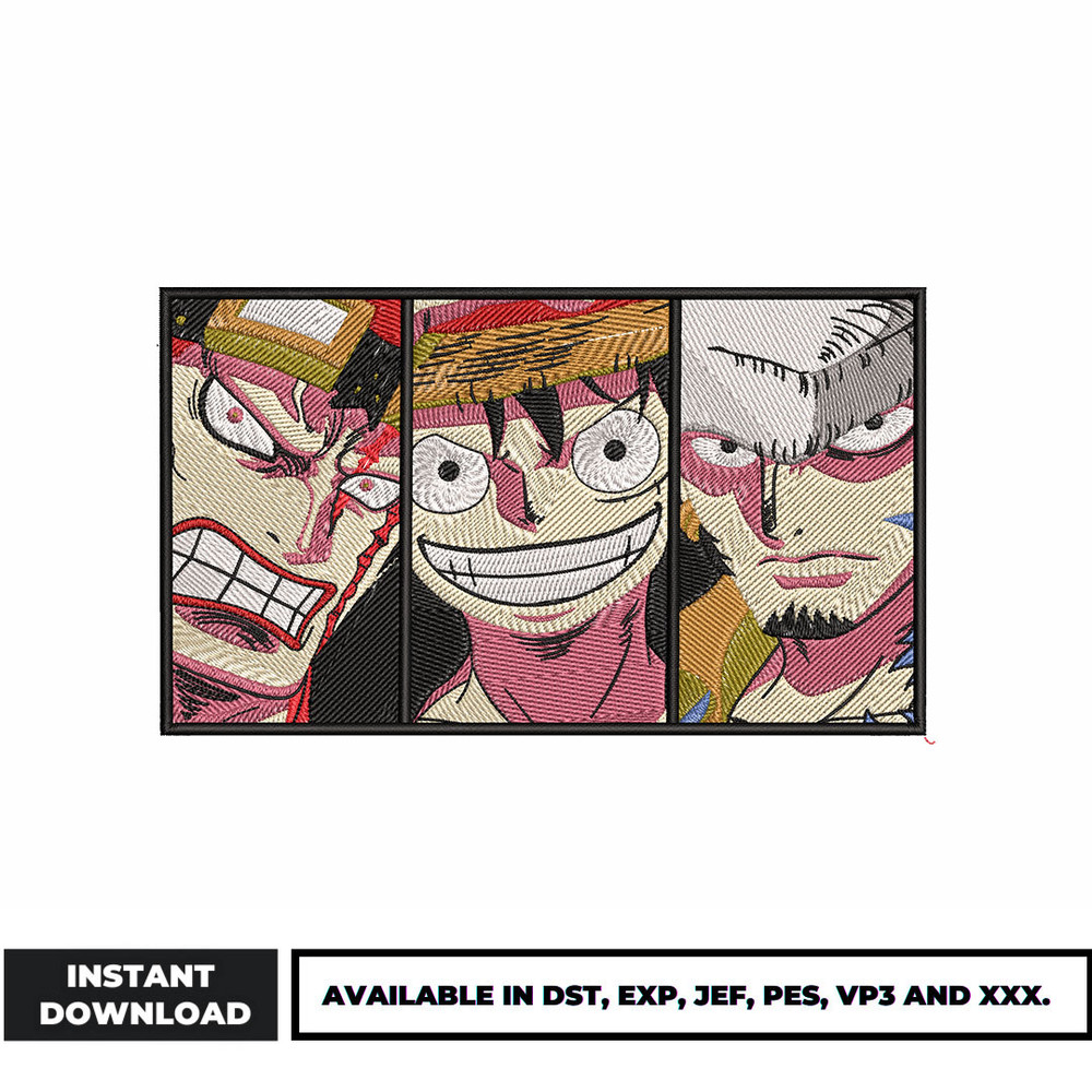 Luffy Kid Law embroidery design