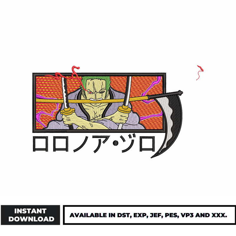 Zoro x rectangle embroidery design