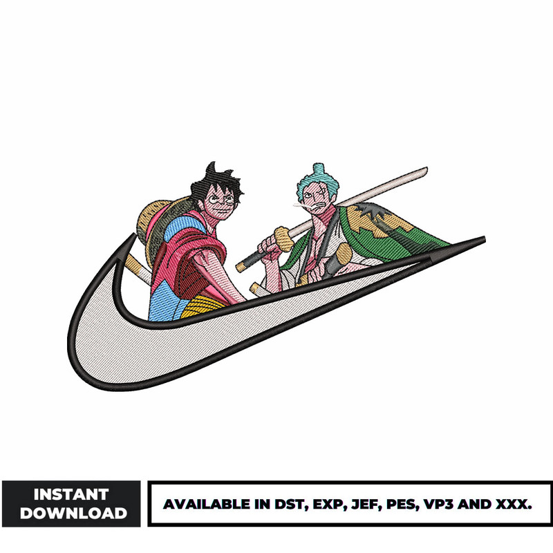 Luffy Zoro x Nike embroidery design
