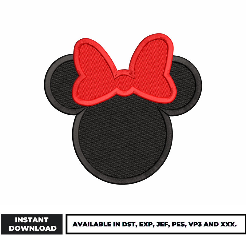 Minnie head embroidery design