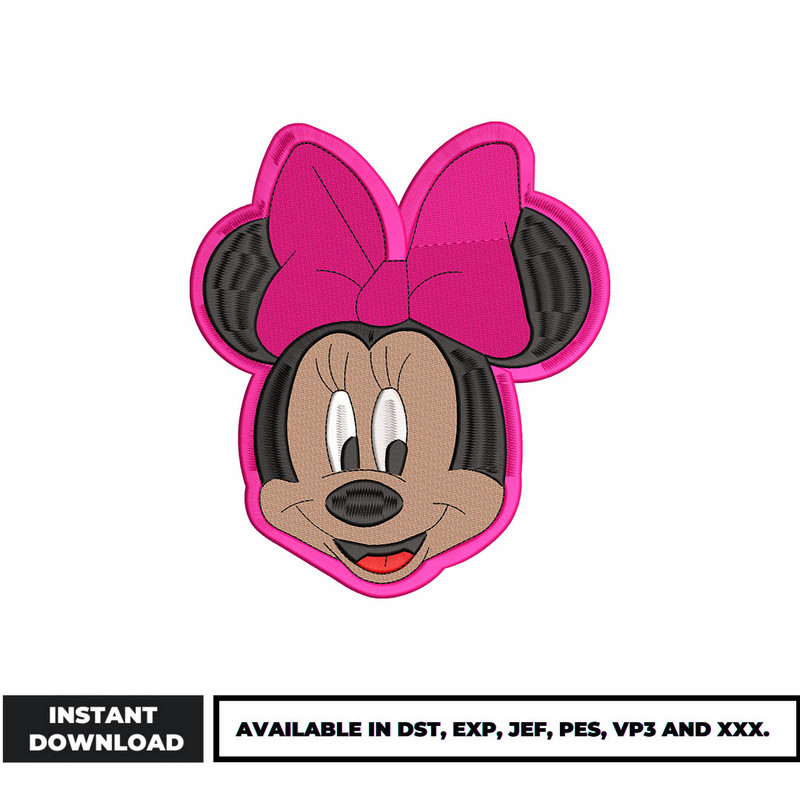 Minnie disney head embroidery design