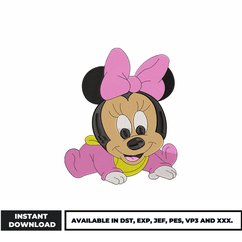 Minnie mouse baby embroidery design