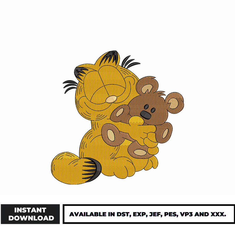 Garfield cat embroidery design