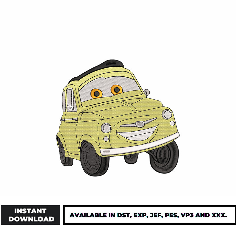 Luigi car embroidery design