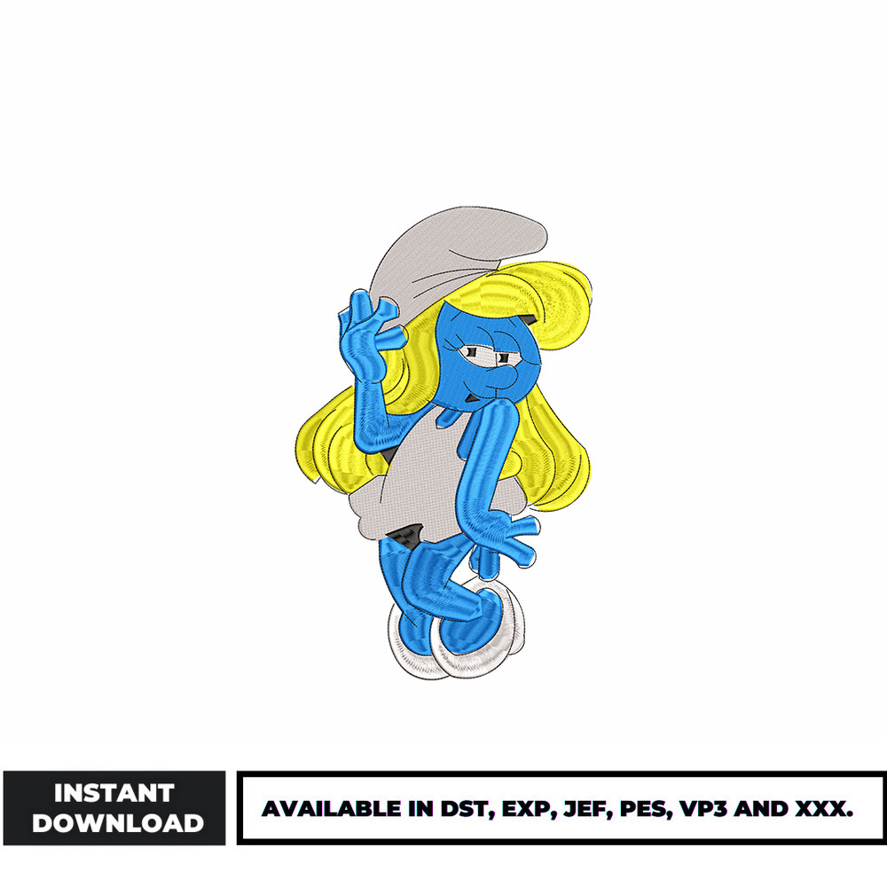 Smurfette embroidery design