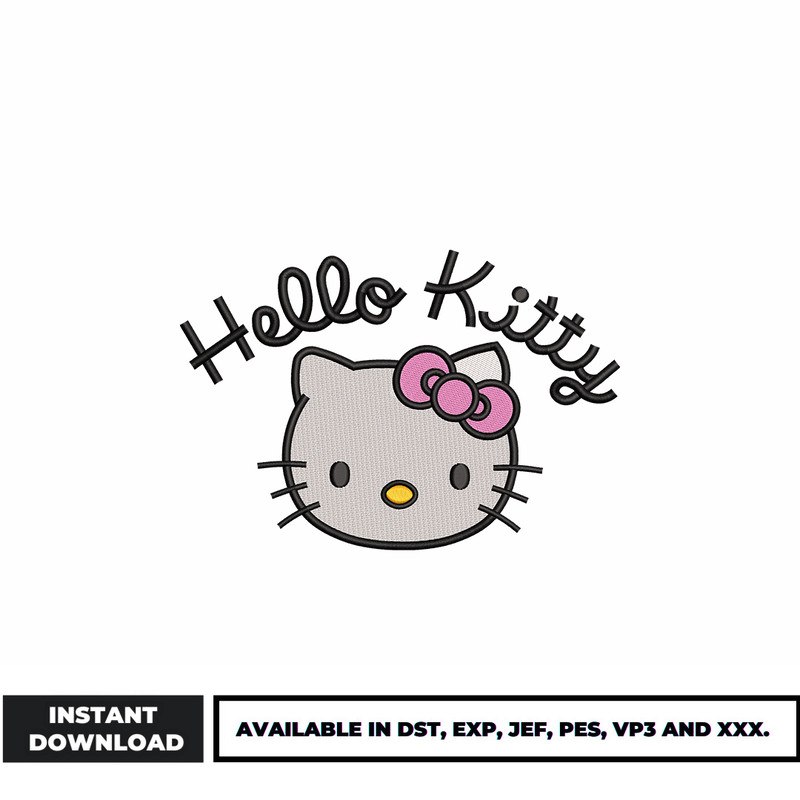 Hello Kitty face embroidery design