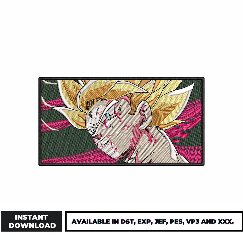 Goku ssj rectangle embroidery design