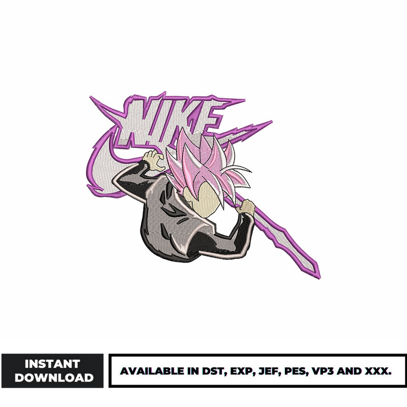 Goku rose x nike embroidery design