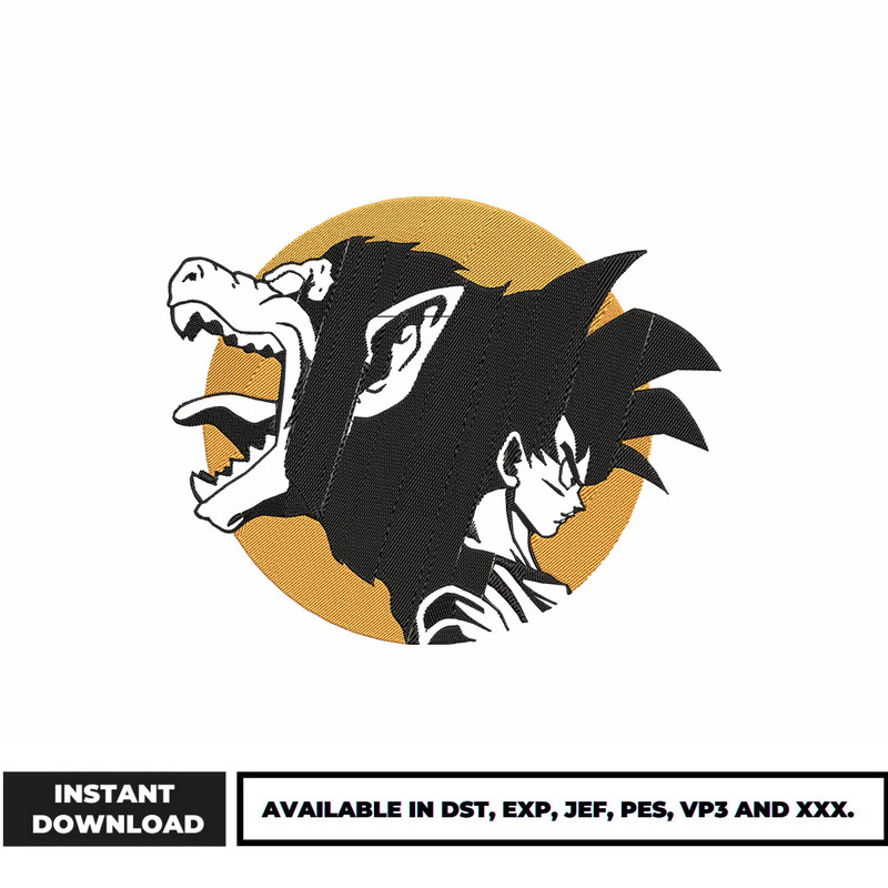 Goku x monkey embroidery design