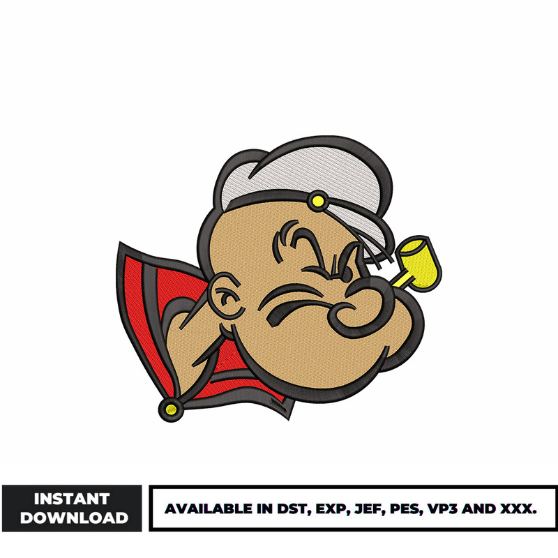 Popeye face embroidery design