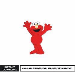 elmo embroidery design, sesame street embroidery, cartoon embroidery, logo shirt, embroidery file, instant download.