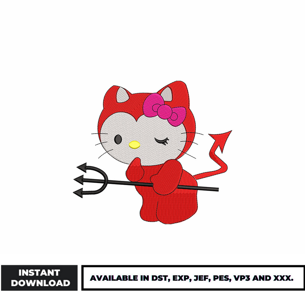 Hello Kitty devil embroidery design