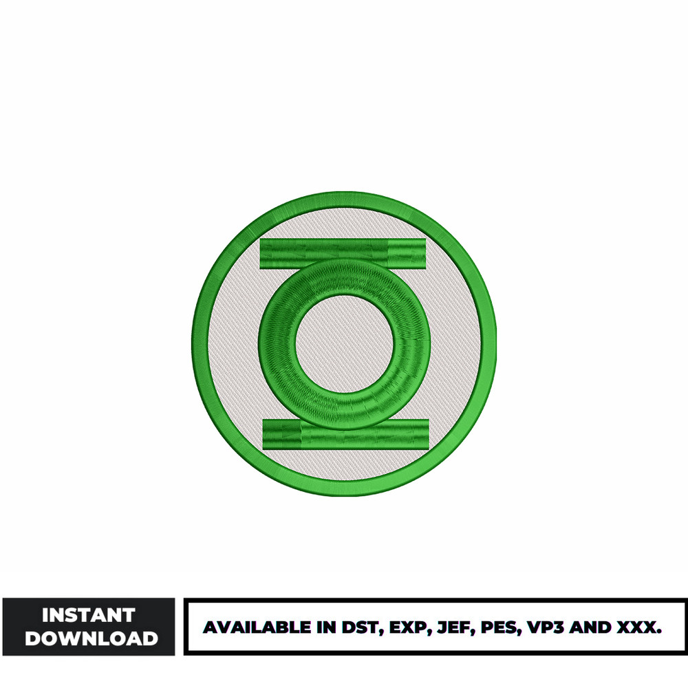 Green Lantern Round Logo embroidery design