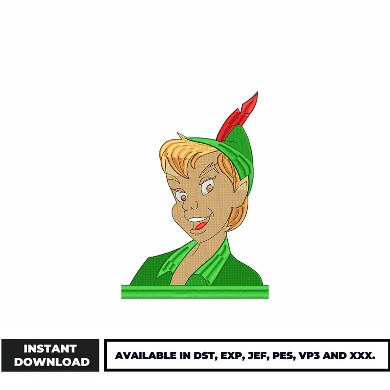 Peter pan face embroidery design