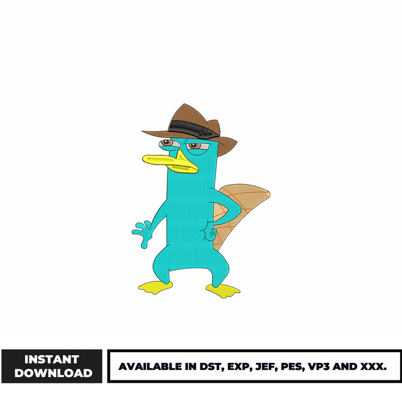 Perry the Platypus embroidery design