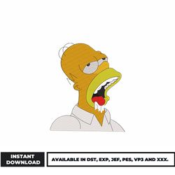 homer simpson funny embroidery design, simpson embroidery, cartoon embroidery, embroidery file, instant download.