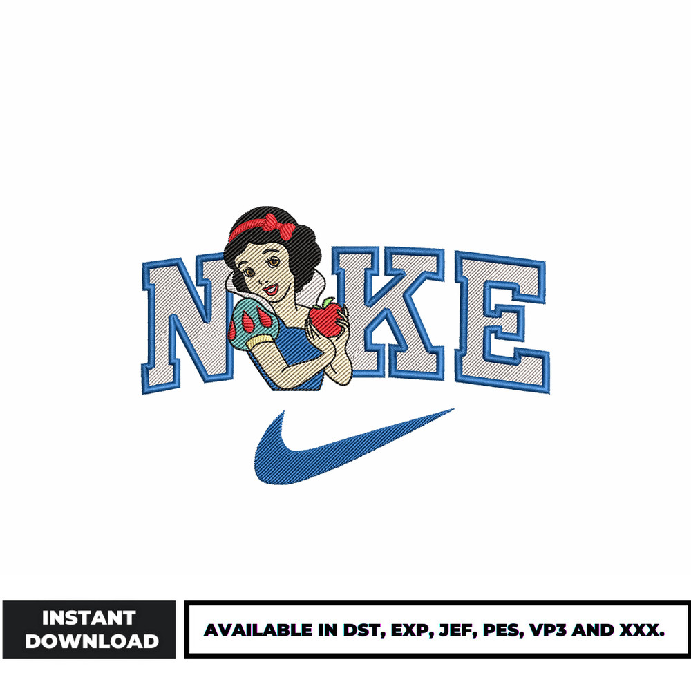 Princess snow white Nike embroidery design