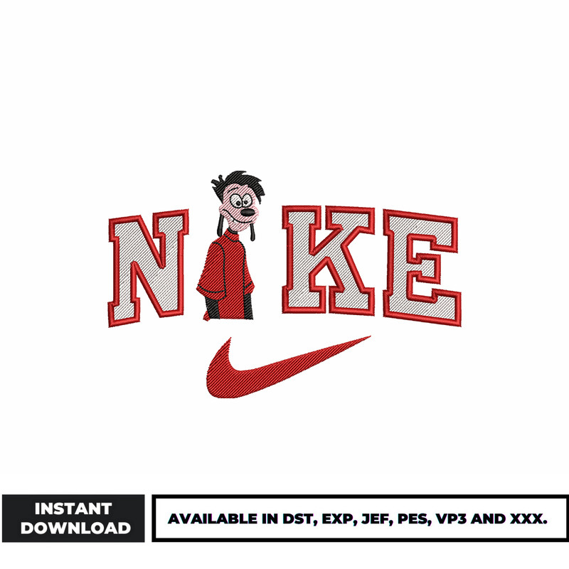 Goofy dog Nike embroidery design