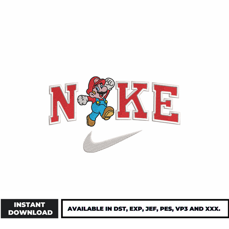 Mario Nike embroidery design