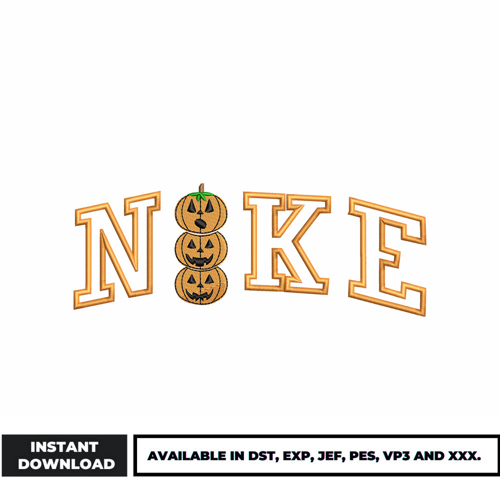 Nike pumpkin Halloween embroidery design