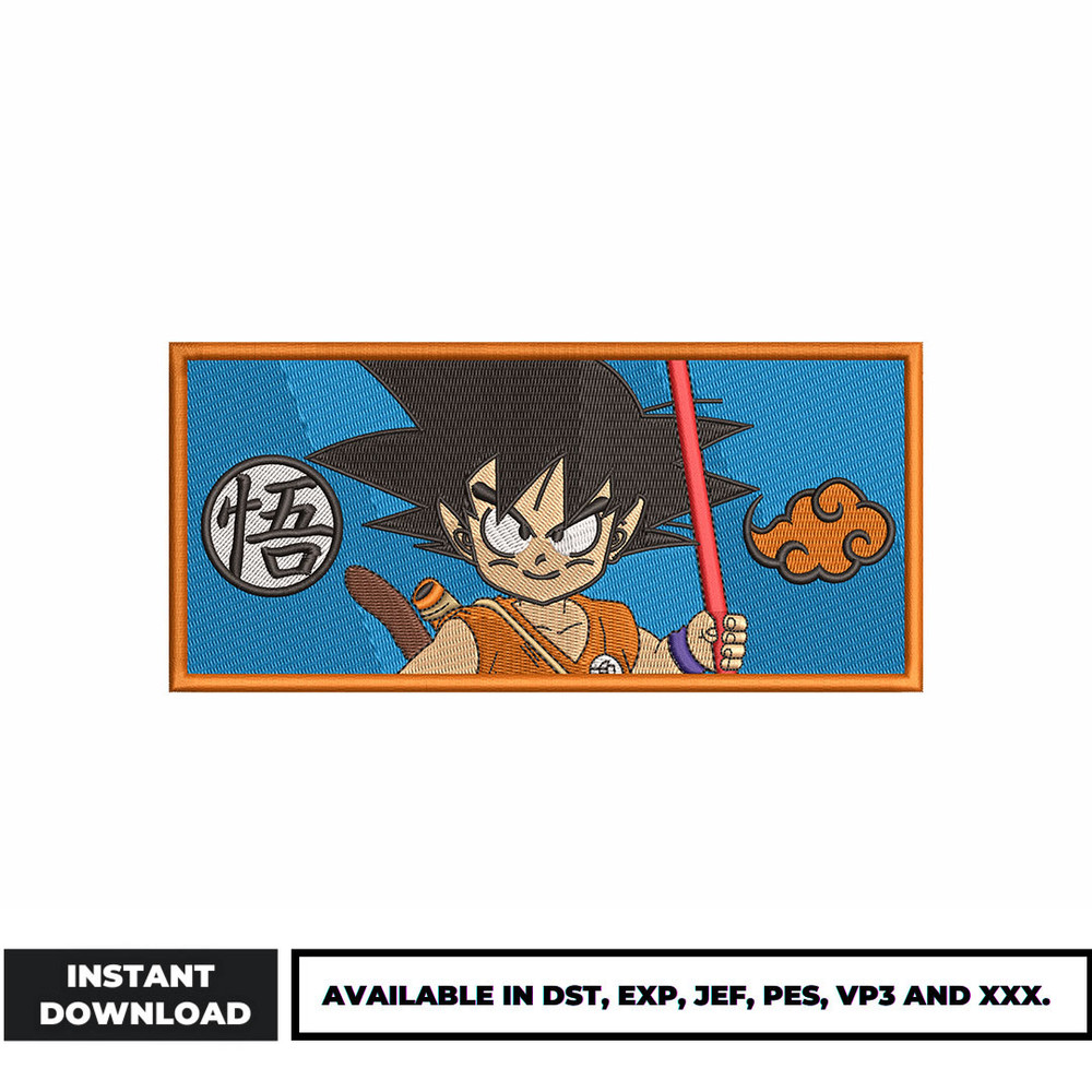 Goku kid box embroidery design