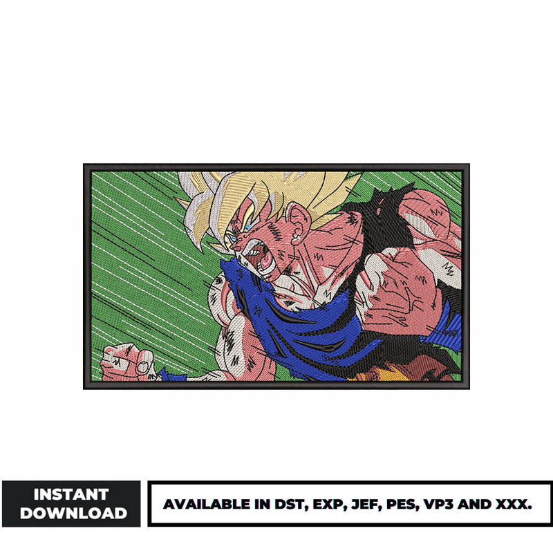 Goku ssj box embroidery design