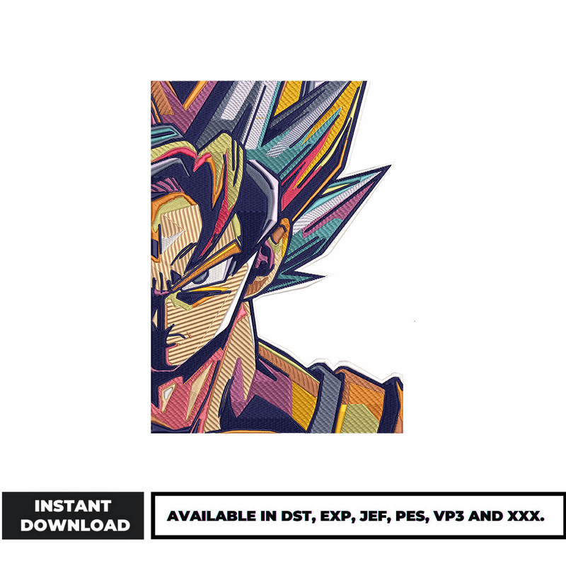 Goku half face embroidery design