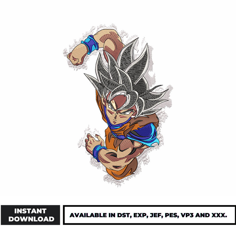 Goku ultra instinct embroidery design