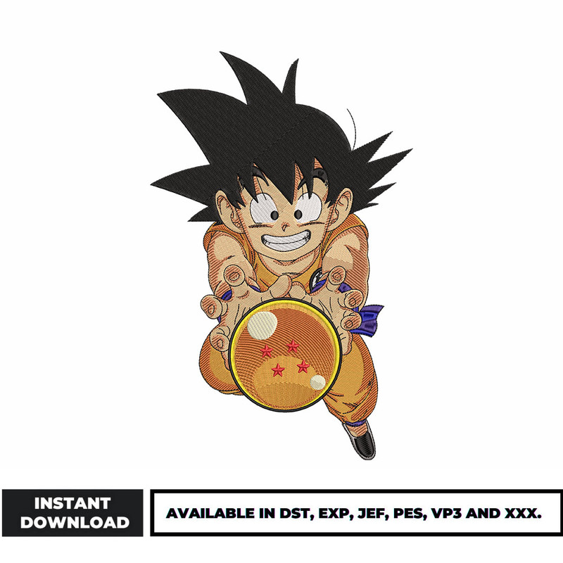 Goku kid embroidery design