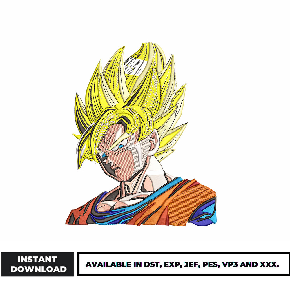 Goku ssj embroidery design