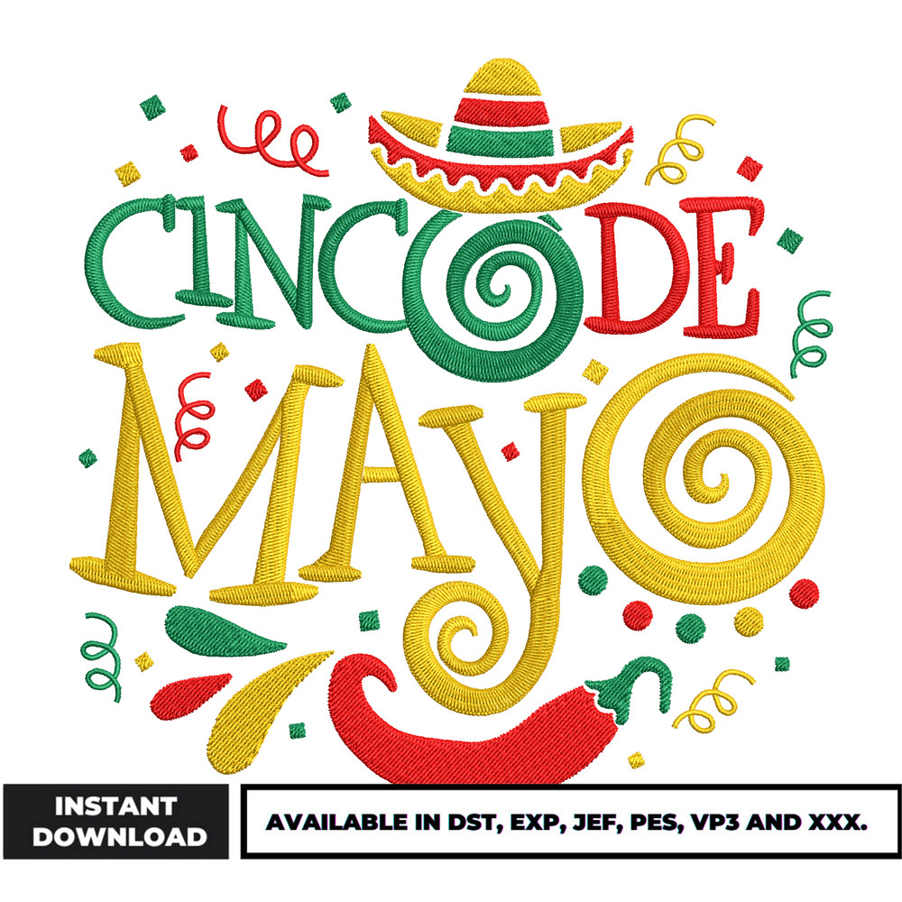 Cincode may embroidery design