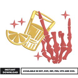 cocktail lemon embroidery design