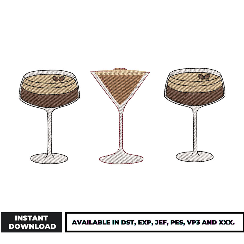 Coctail embroidery design