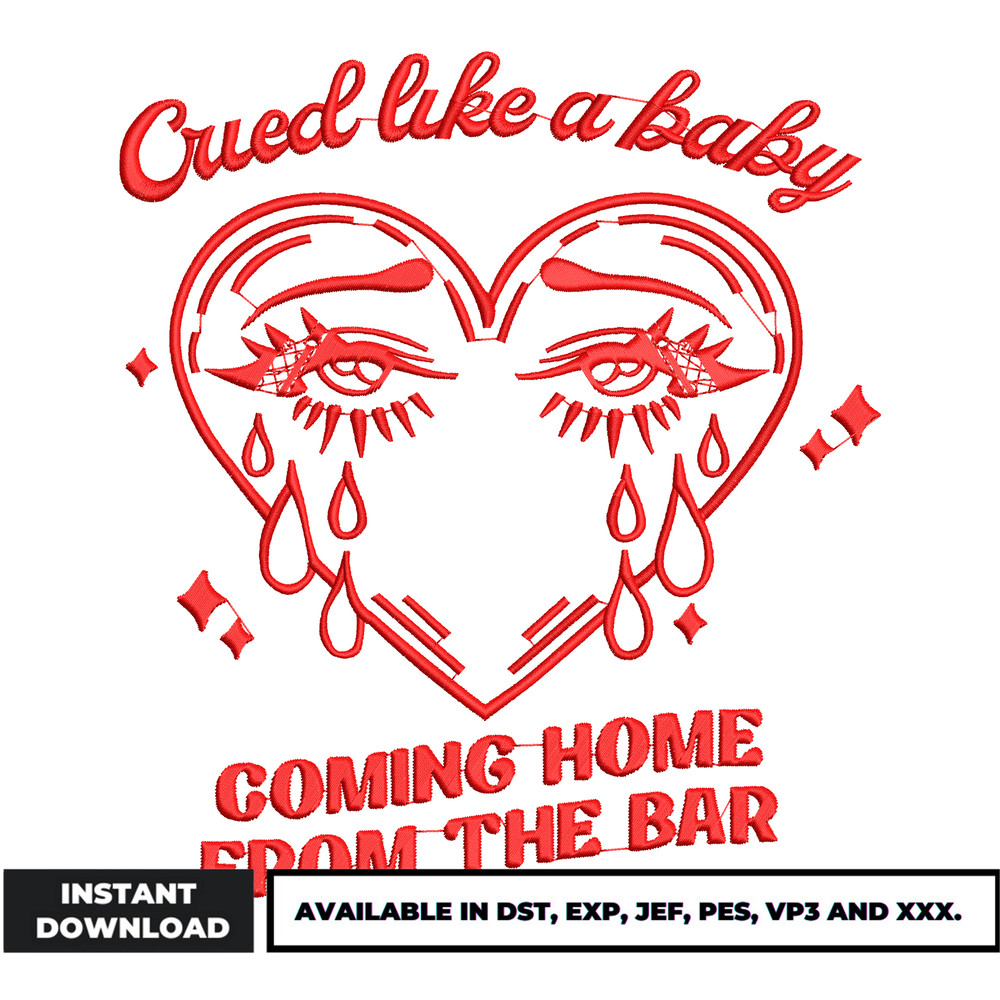 Cried like a baby embroidery