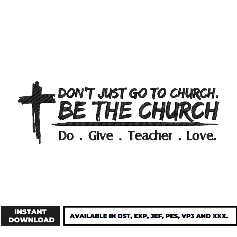 Don't just go to church embroidery