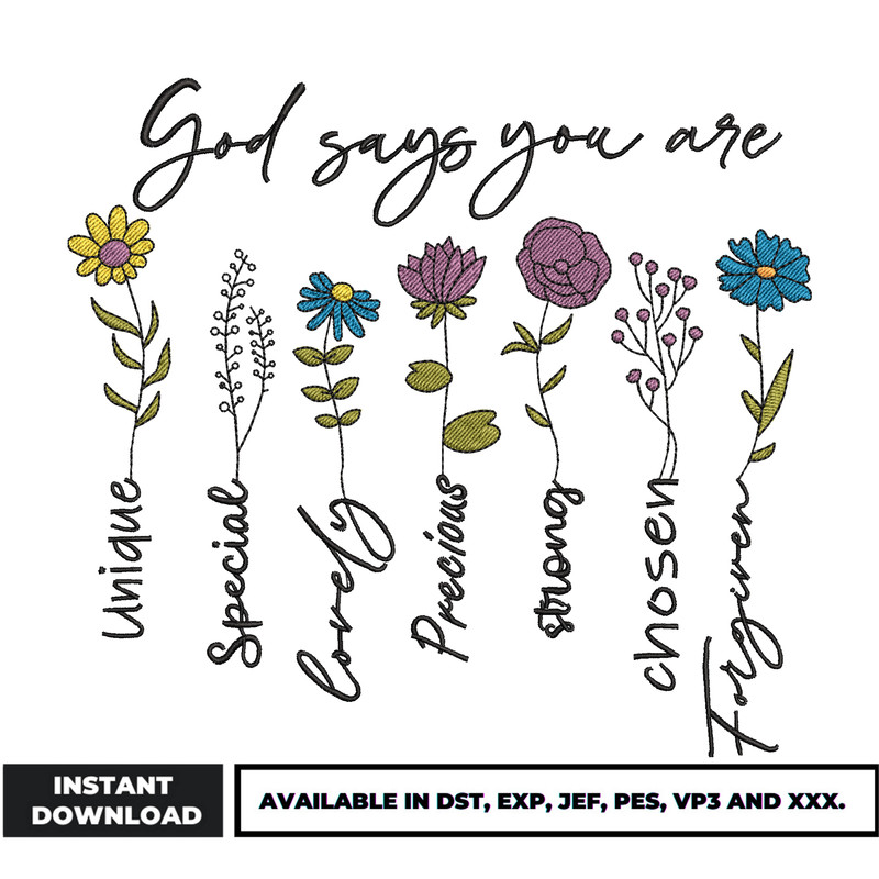 God say you are embroidery