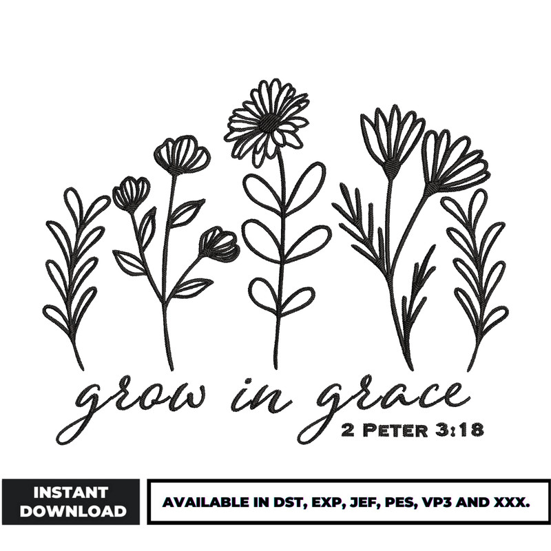 Grow in grace embroidery