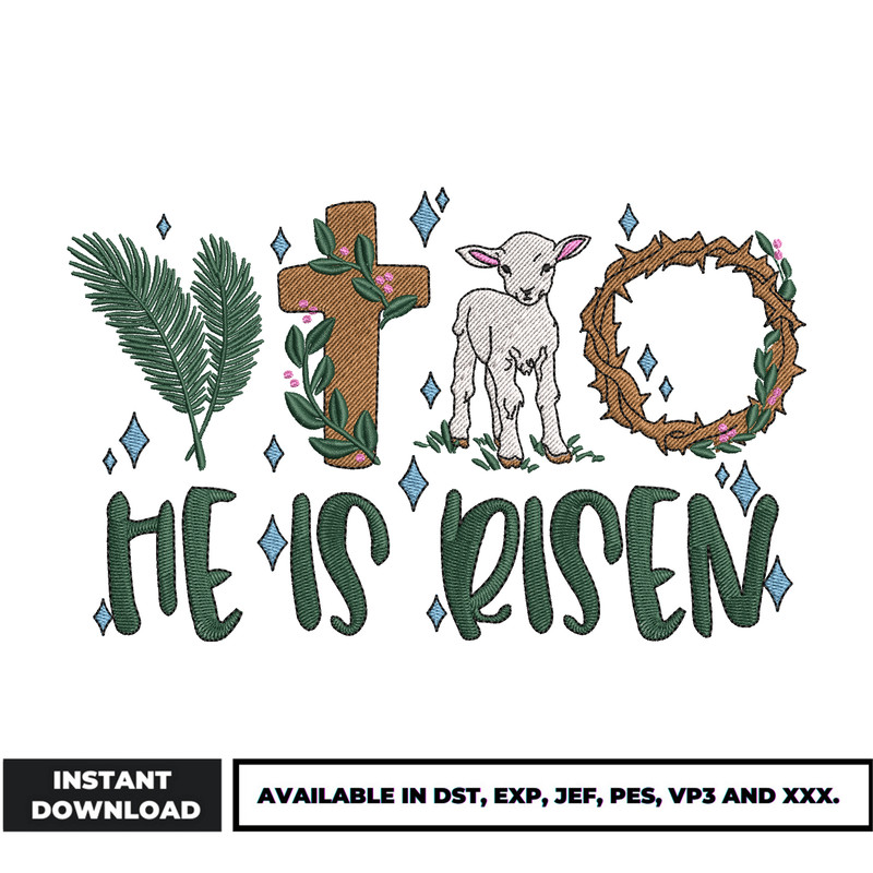 He is risen design embroidery