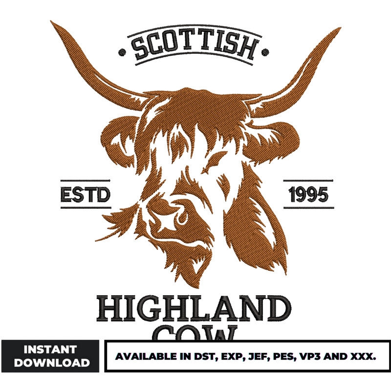 Hightland cow embroidery