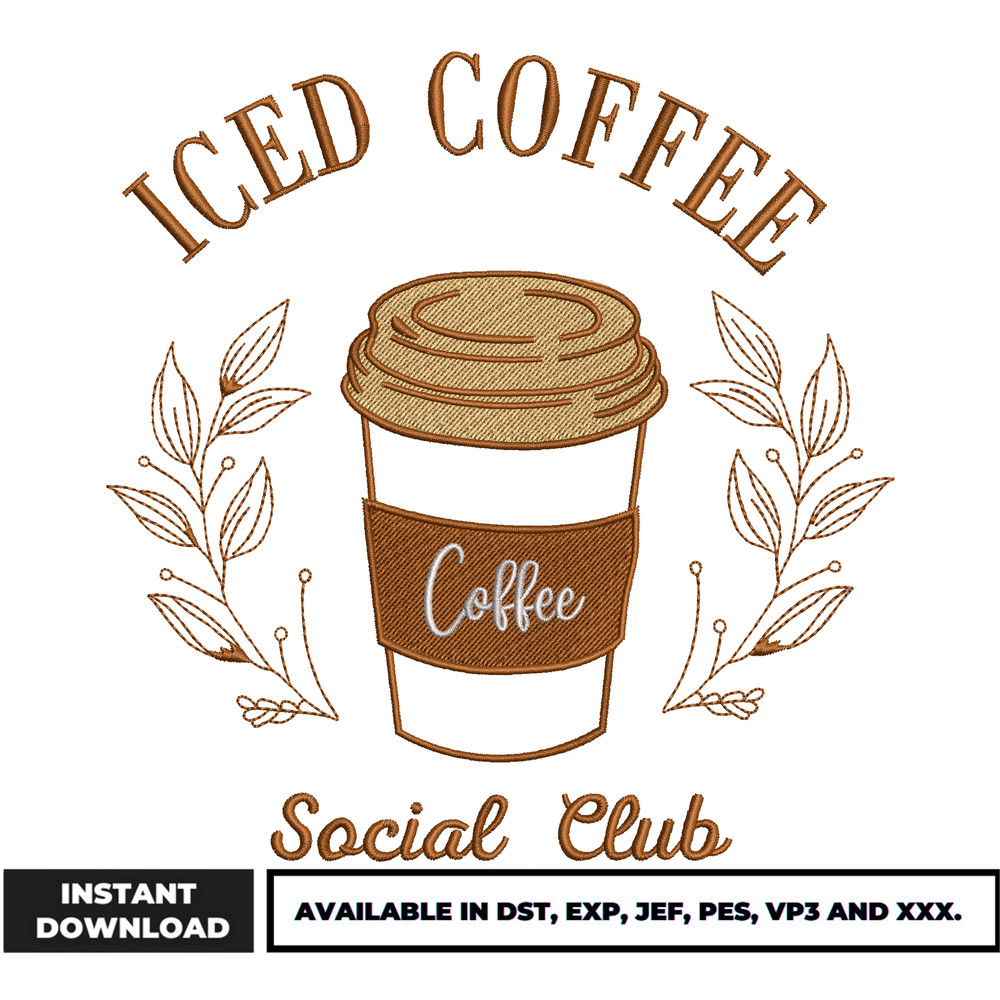 Iced coffee embroidery