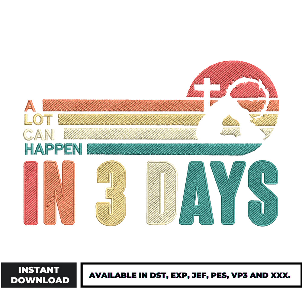 In 3 days embroidery design