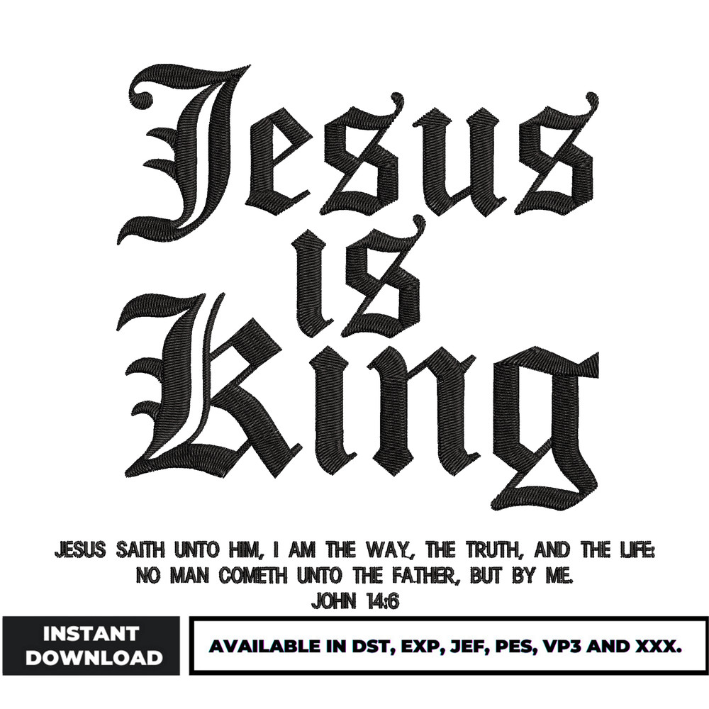 Jesus is king embroidery